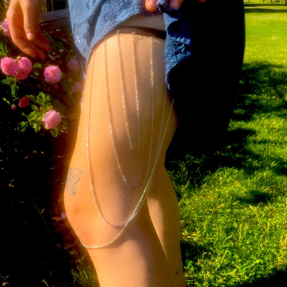 Silver Thigh Layered Body Chain